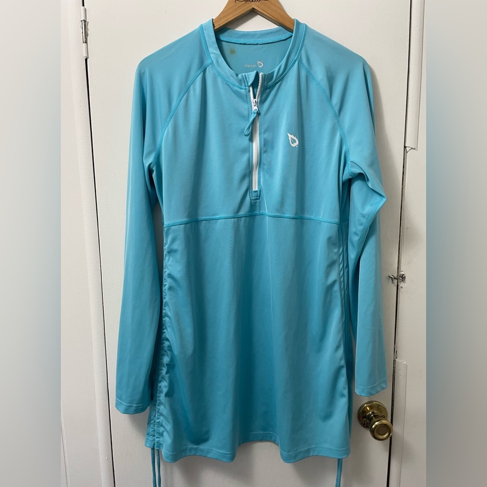 baleaf cover up shirt/dress with side cinch, size xl, rust stain on collar area